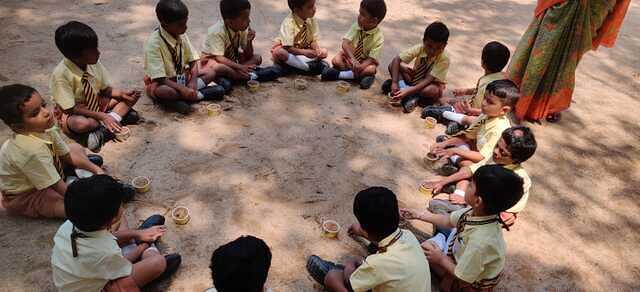 Prep I children sowing seeds 