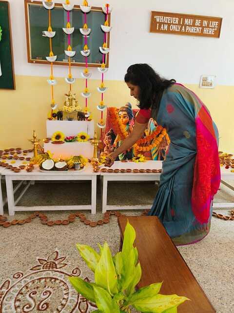 Lighting the diyas by principal 