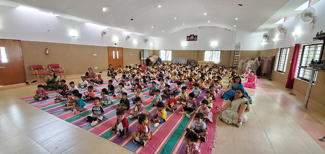 children doing meditation