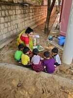 Children sowing seeds 