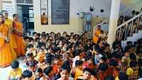 Children celebrating Kannada rajyotsava